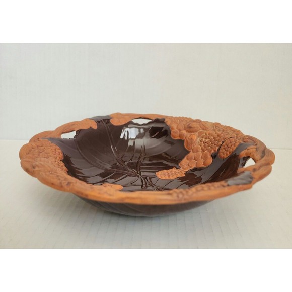 Vintage Claire Burke Pottery Bowl Brown Footed Terra Cotta Clay Partially Glazed - Picture 5 of 6